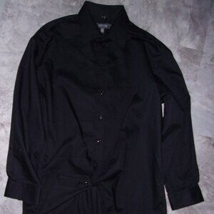 Kenneth cole reac size large striped mens shirt casual dress wear black